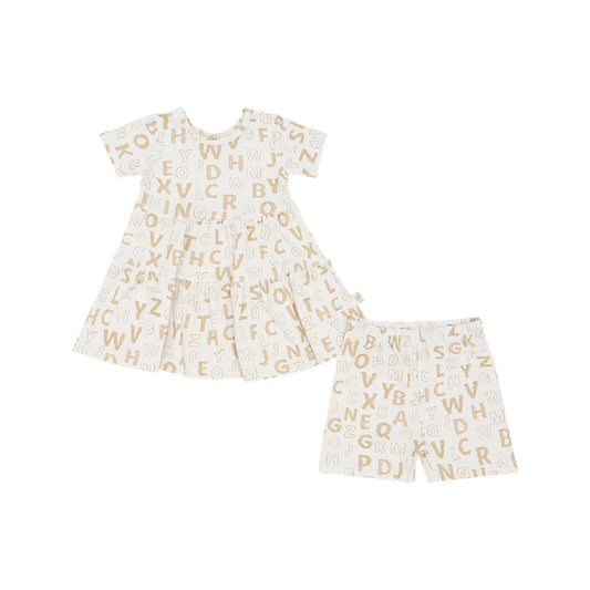 A B C U Later Short Sleeve Twirl Dress w/Biker Shorts