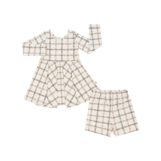 Plaid-A-Palooza Long Sleeve Dress w/Biker Short