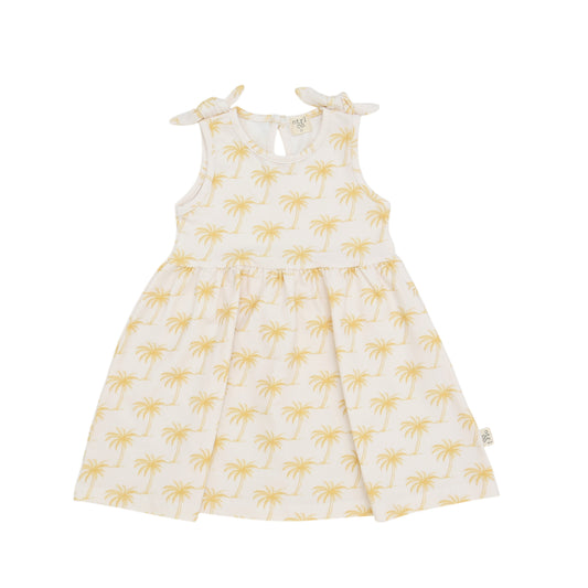 Tide With Love Sleeveless Twirl Dress | Palm Daze | Tan
