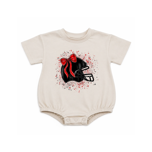 Game Day Glitter Helmet Graphic Bubble | Red & Black