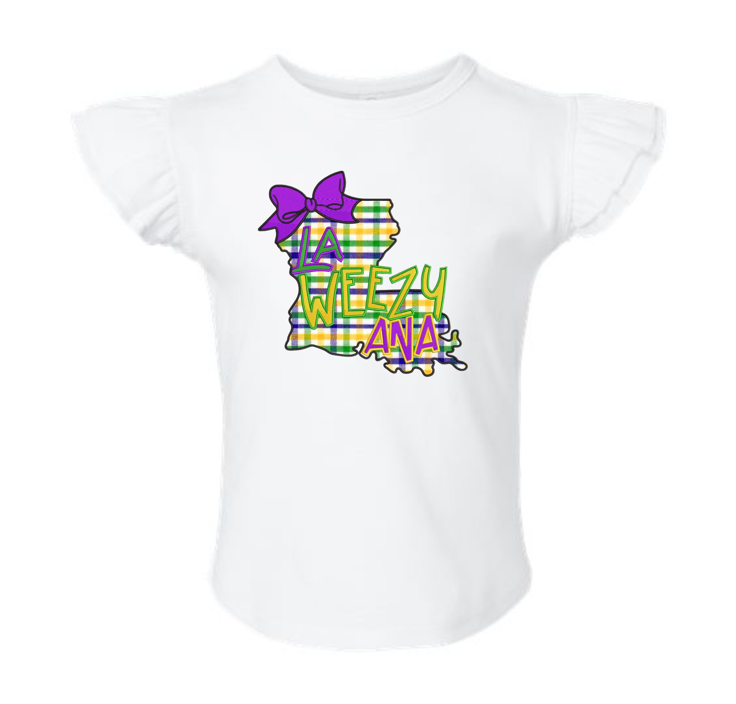 La Weezy Ana Graphic Ruffle Sleeve Top
