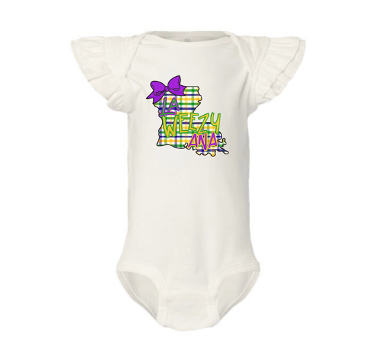 La Weezy Ana Graphic Ruffle Sleeve Bubble