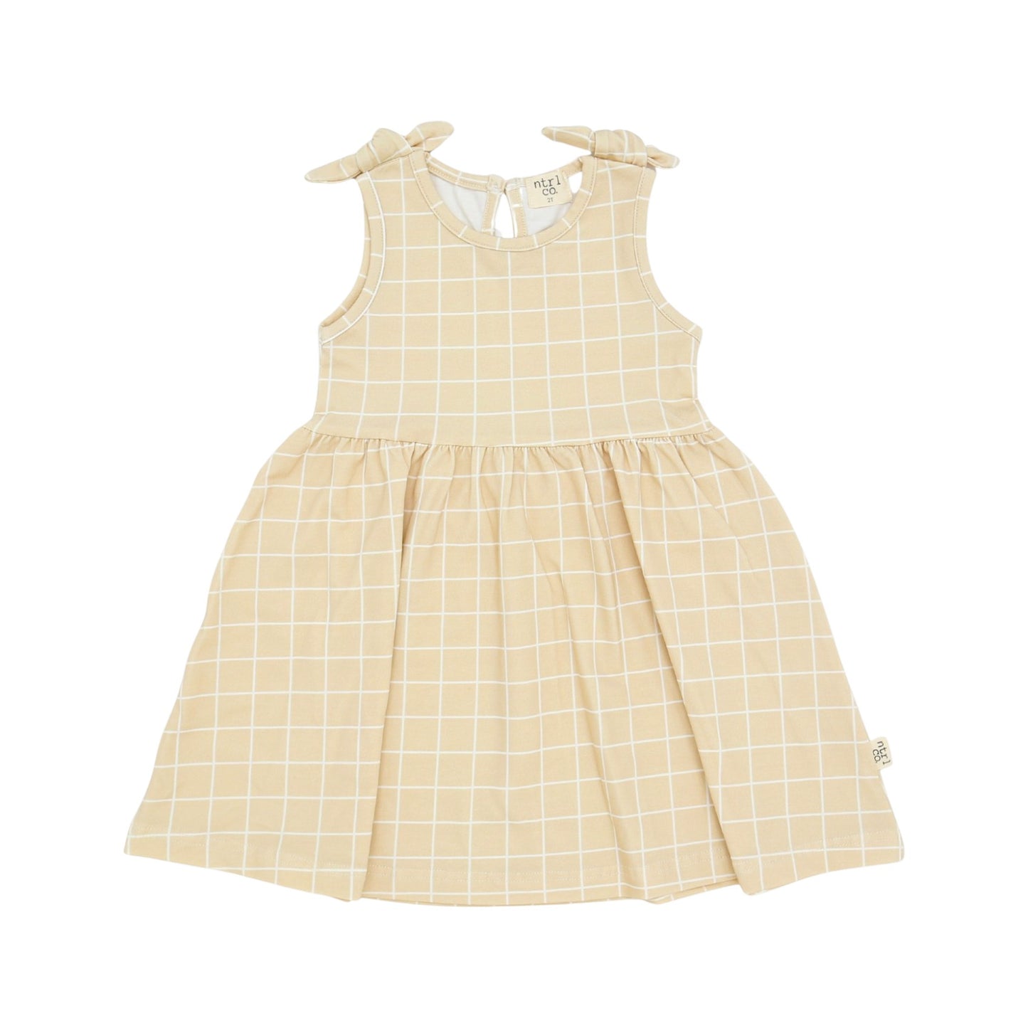 Tide With Love Sleeveless Twirl Dress | Ocean Grid | Tan