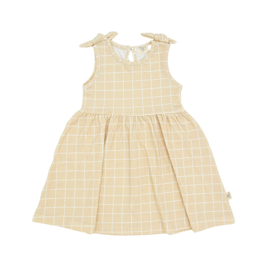 Tide With Love Sleeveless Twirl Dress | Ocean Grid | Tan