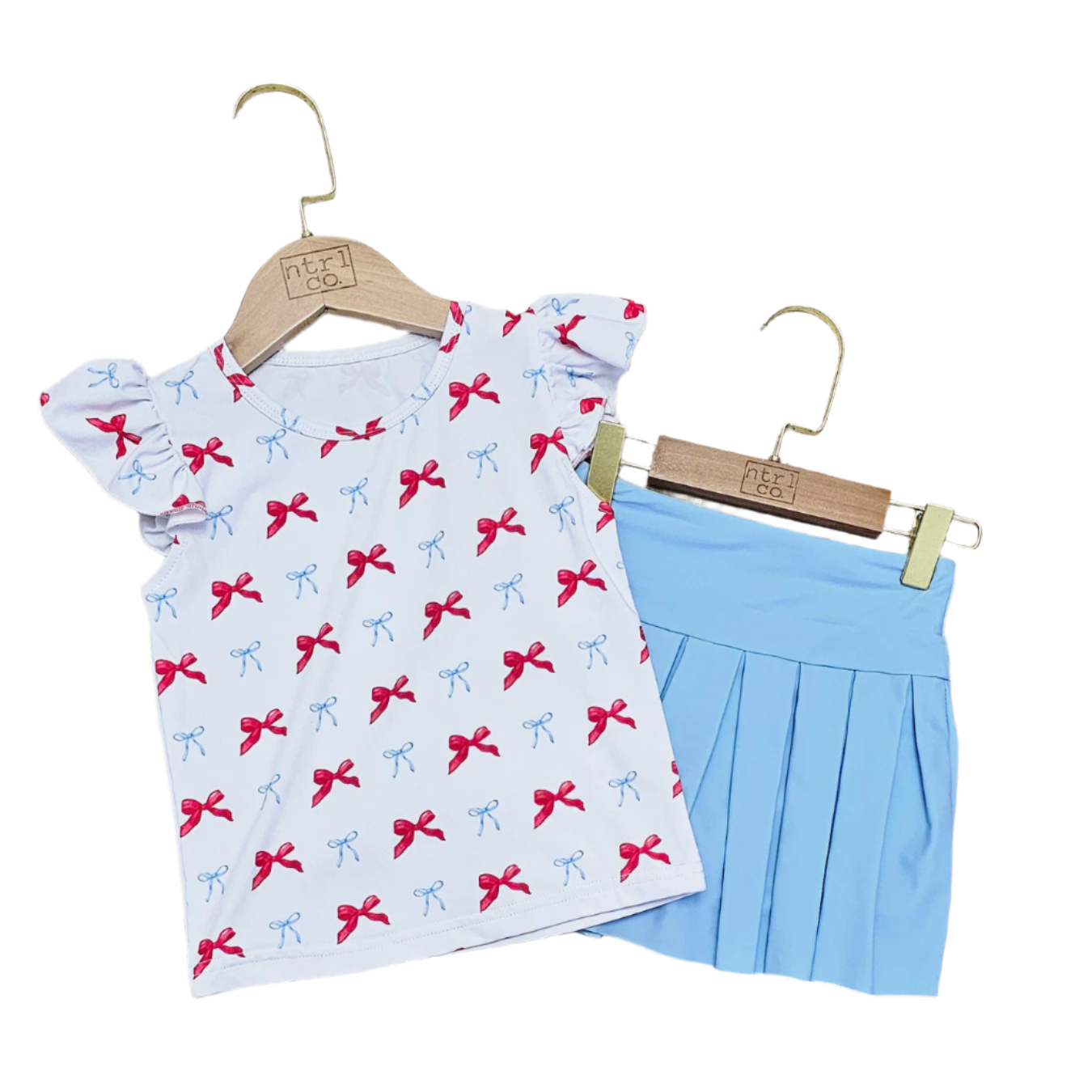 Ruffled Sleeve Chant & Cheer Set | Gameday | Powder Blue & Red