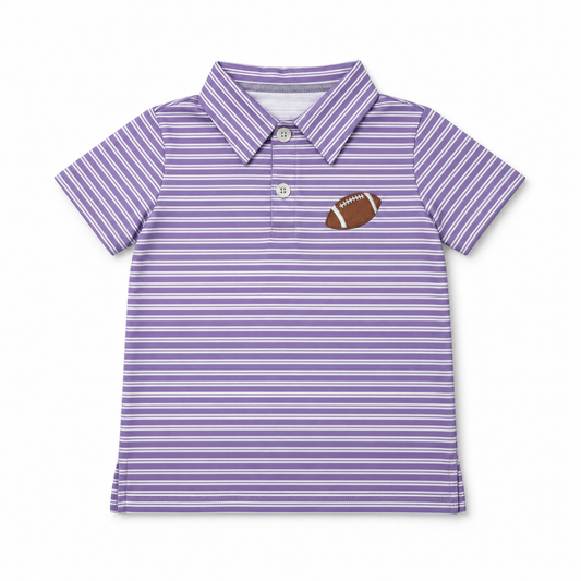 Gameday Polo Purple & White Stripes