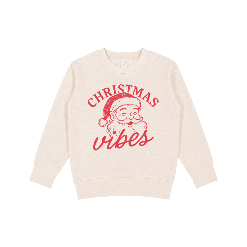 Christmas Vibes Kids’ Santa Graphic Crewneck Sweatshirt