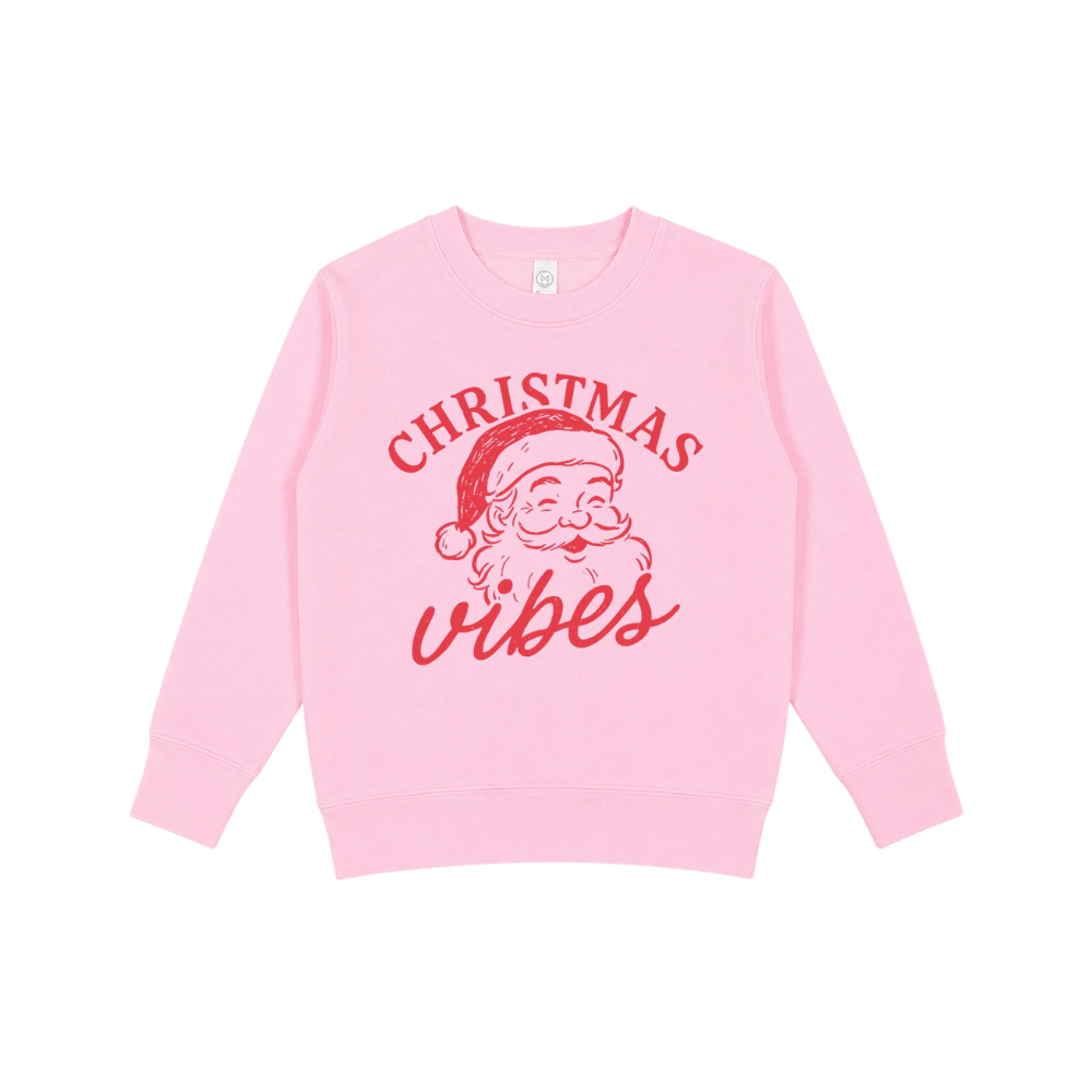 Christmas Vibes Kids’ Santa Graphic Crewneck Sweatshirt