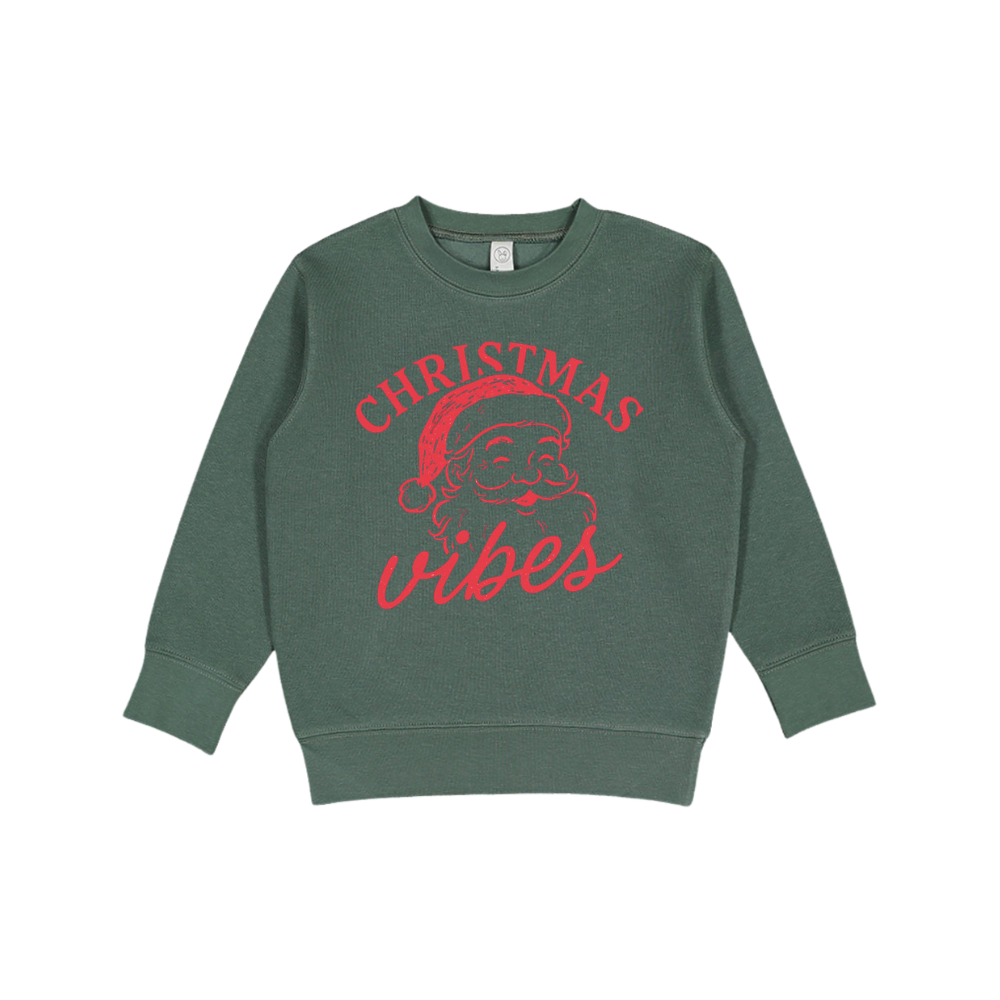 Christmas Vibes Kids’ Santa Graphic Crewneck Sweatshirt