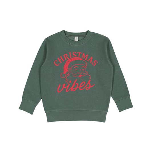 Christmas Vibes Kids’ Santa Graphic Crewneck Sweatshirt