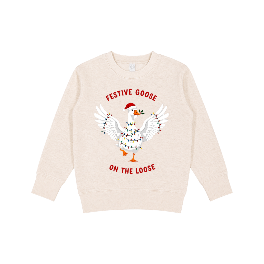 Festive Goose Kids’ Christmas Graphic Crewneck Sweatshirt