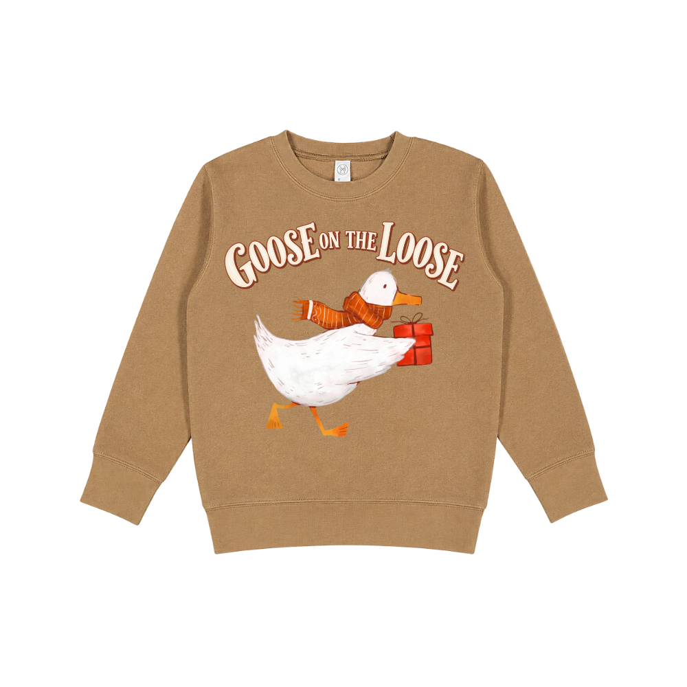 Christmas Goose on the Loose Graphic Crewneck Sweatshirt | Kids Holiday Pullover