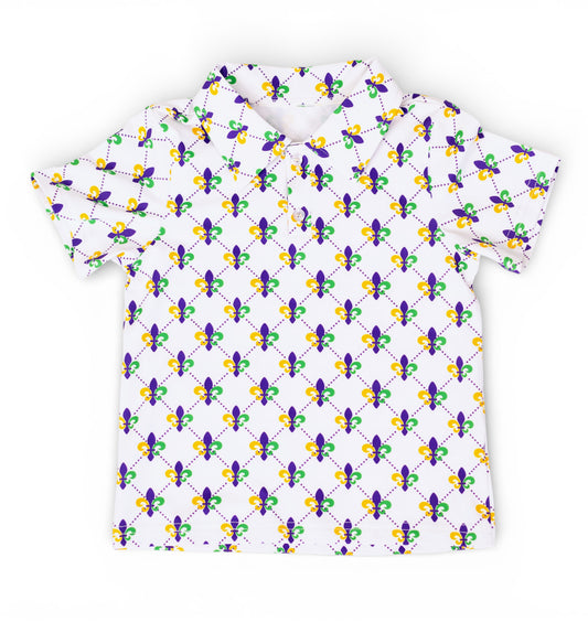 Fleur De Lis Short Sleeve Polo | Mardi Gras