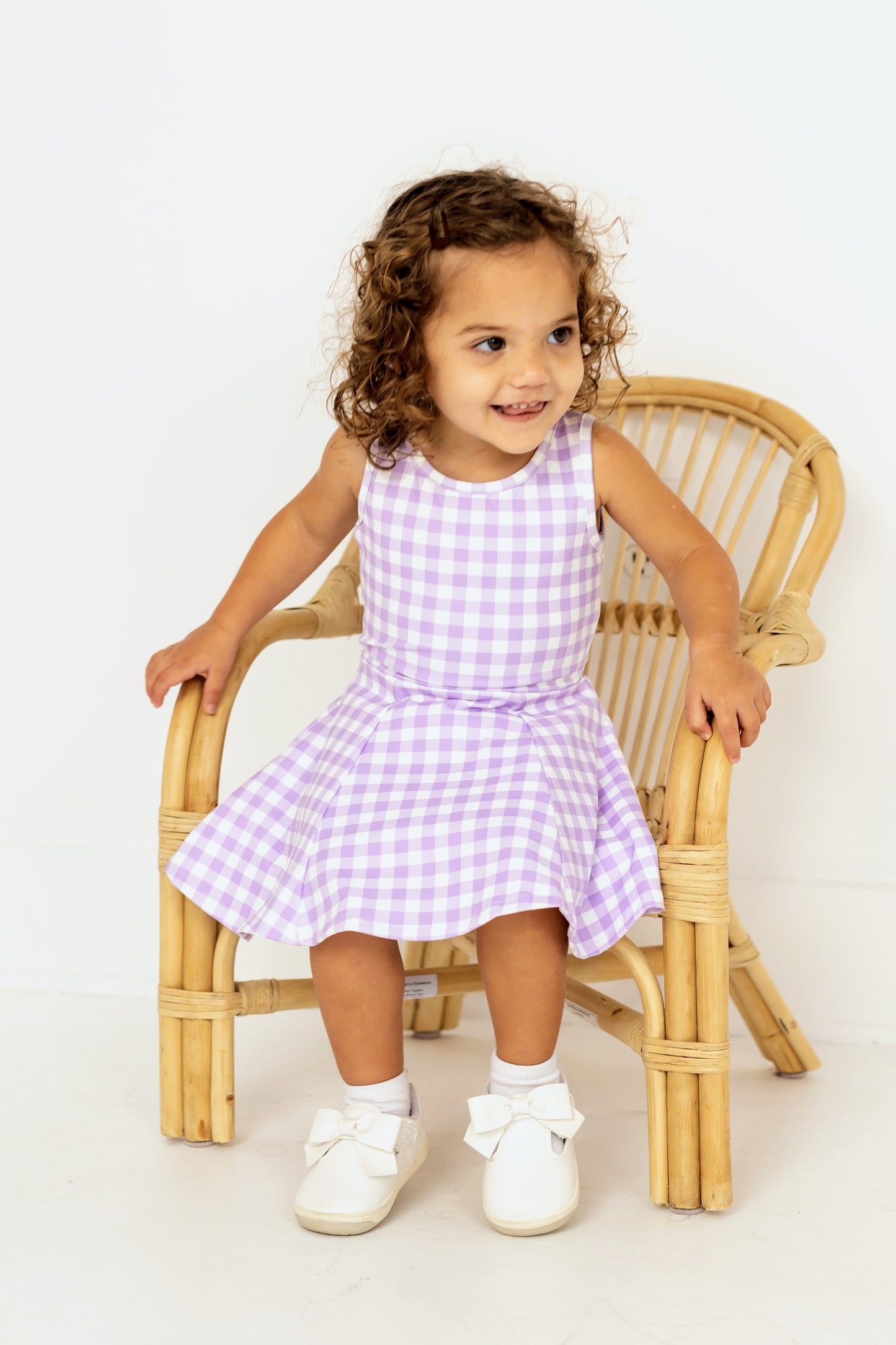 Gingham Activewear Dress in Purple and White