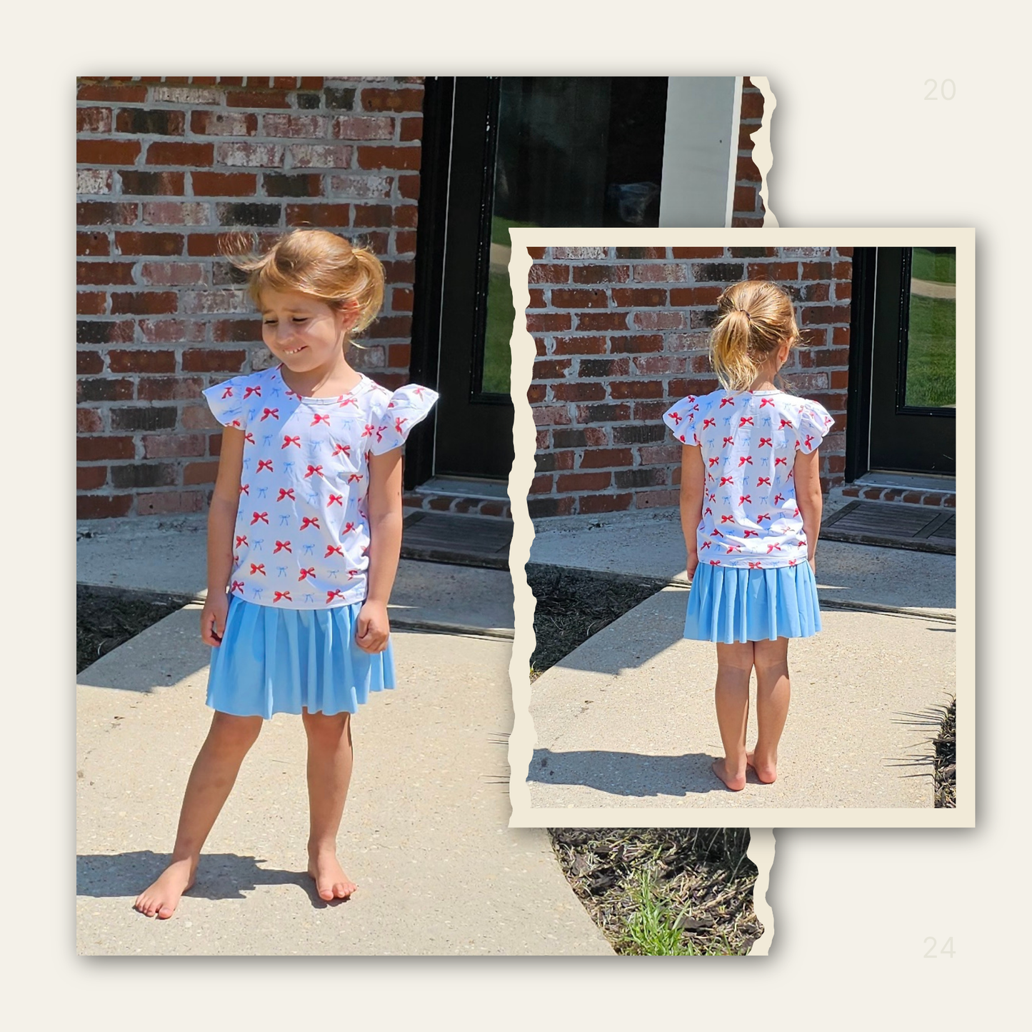 Ruffled Sleeve Chant & Cheer Set | Gameday | Powder Blue & Red