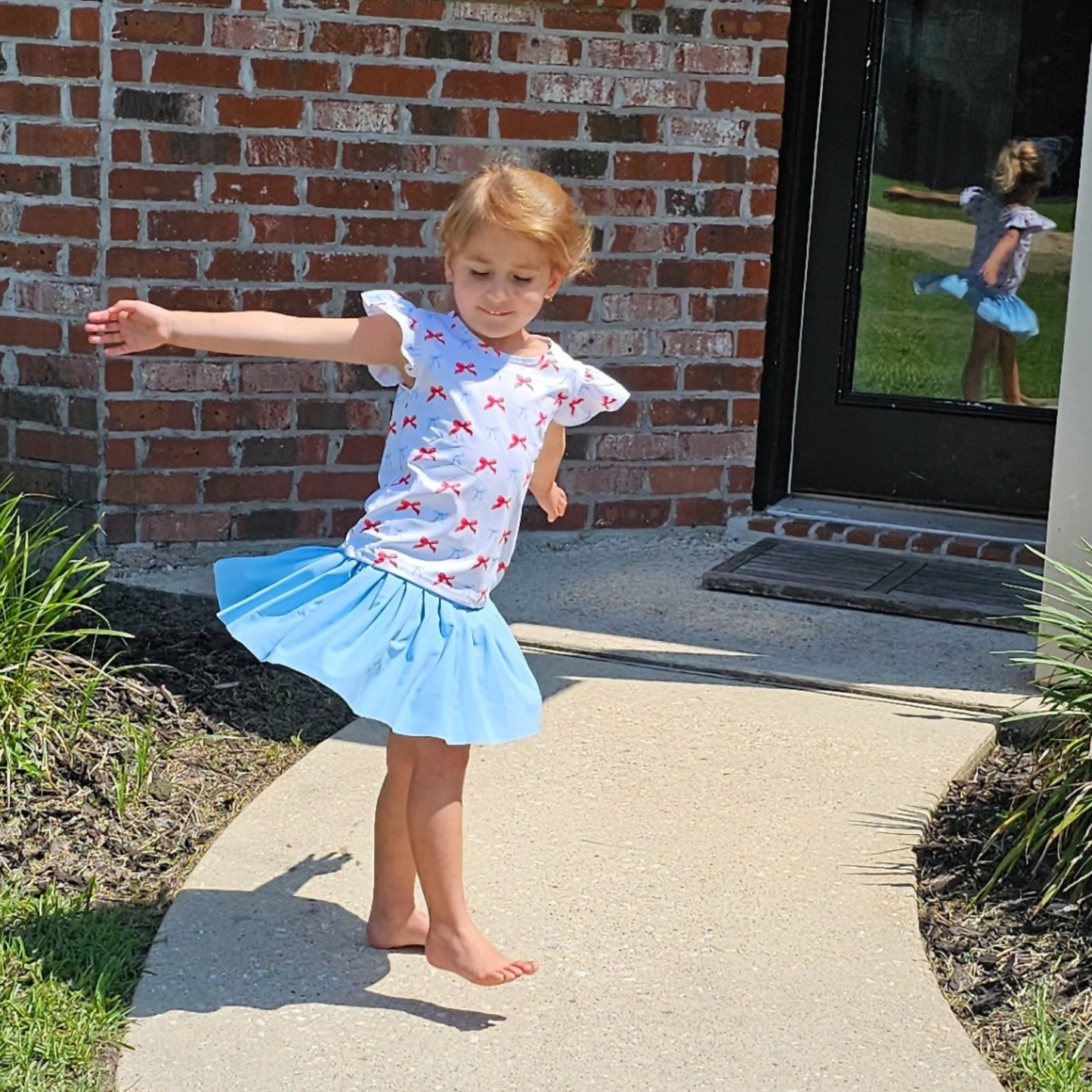 Ruffled Sleeve Chant & Cheer Set | Gameday | Powder Blue & Red