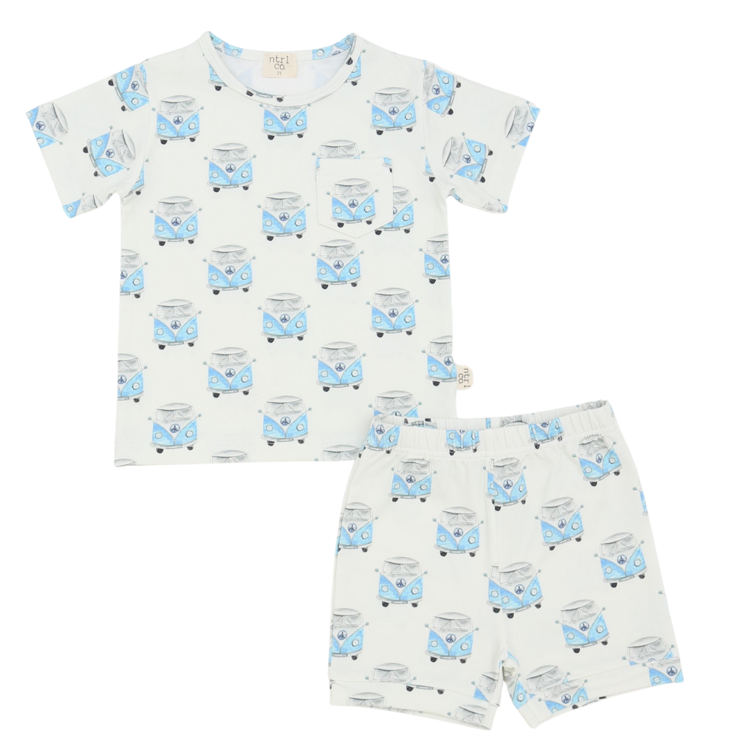 Playtime Short Sleeve Short Set | Vintage Vibes |  Blue