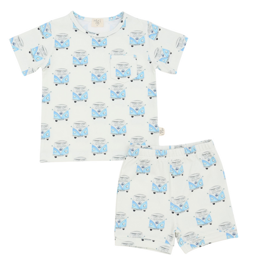 Playtime Short Sleeve Short Set | Vintage Vibes |  Blue