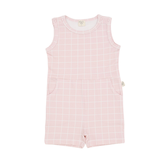 Coastal Cutie Romper| Ocean Grid | Pink