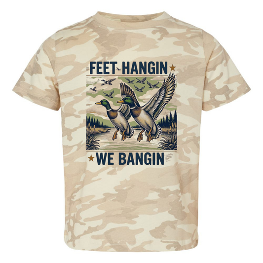 Feet Hanging Graphic Camo Tee
