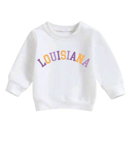 Louisiana White Crewneck Pullover