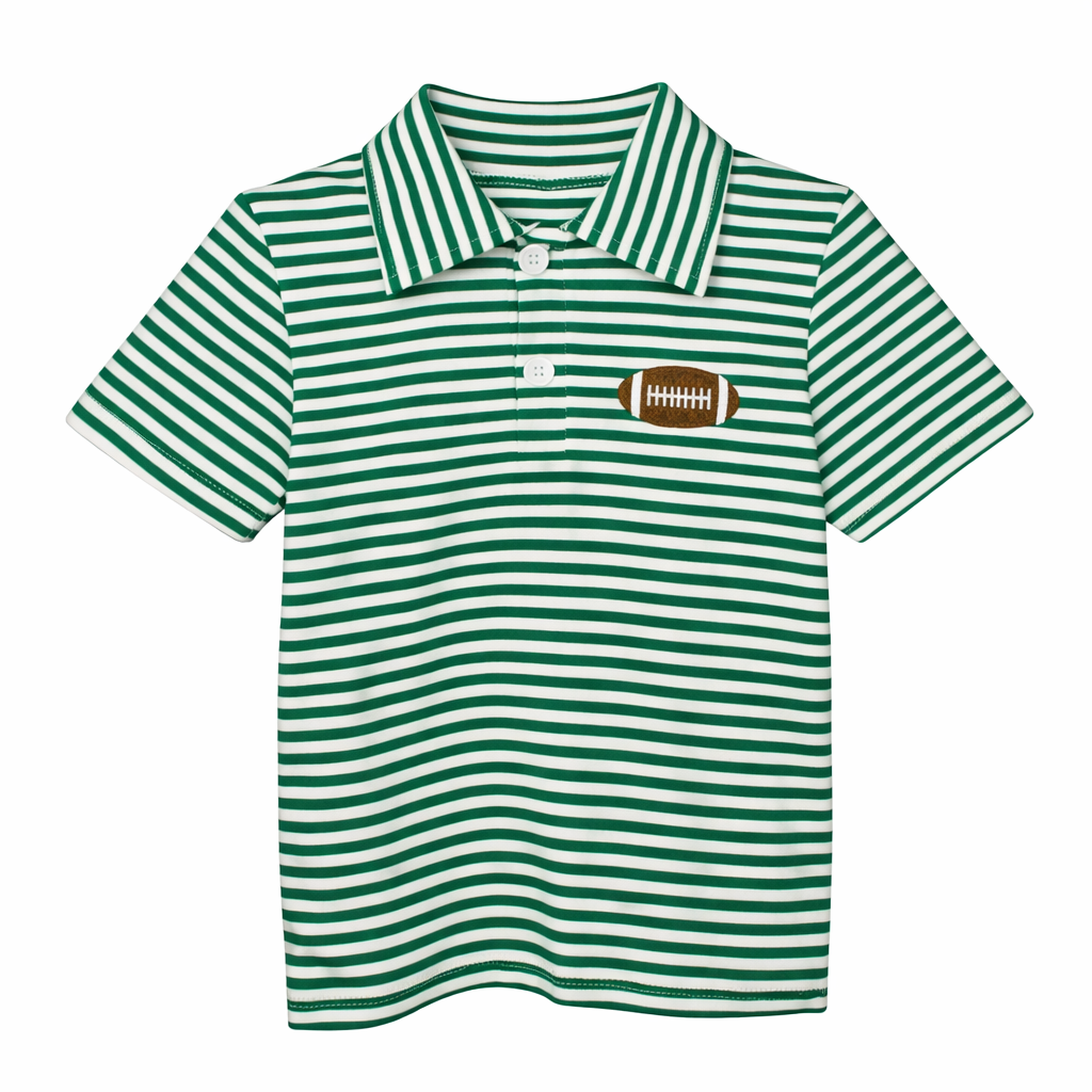 Gameday Polo Green & White Stripes