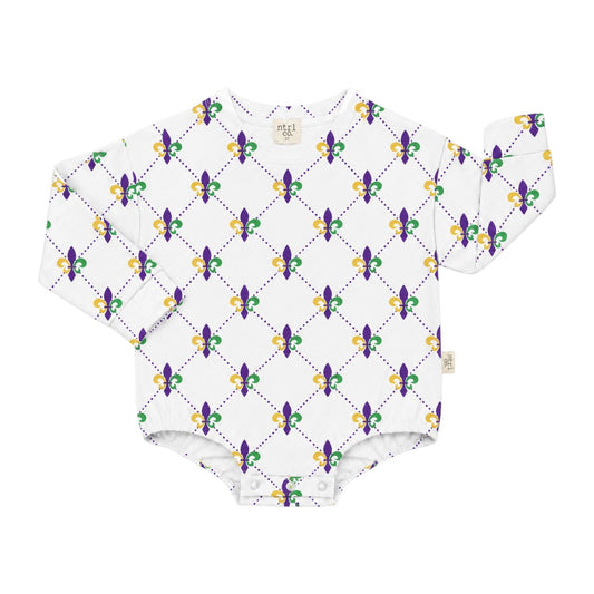 Fleur De Lis Classic Bubble | Mardi Gras | White