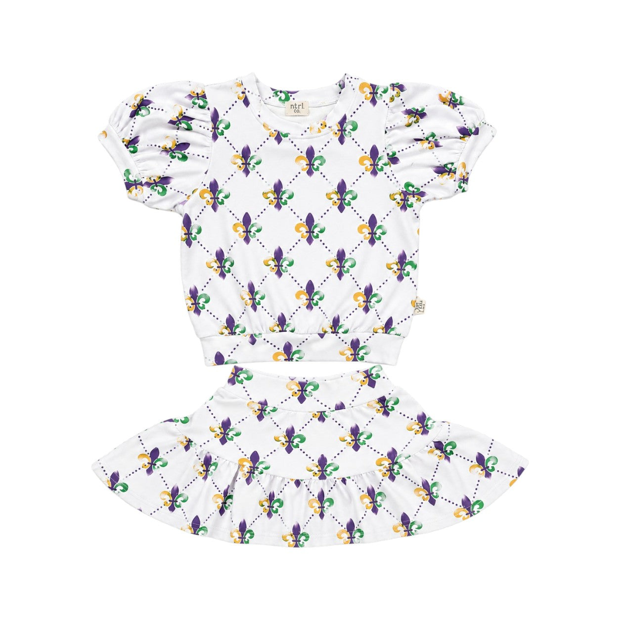 Fleur de Fun Whirl & Twirl Skirt Set | Mardi Gras | White