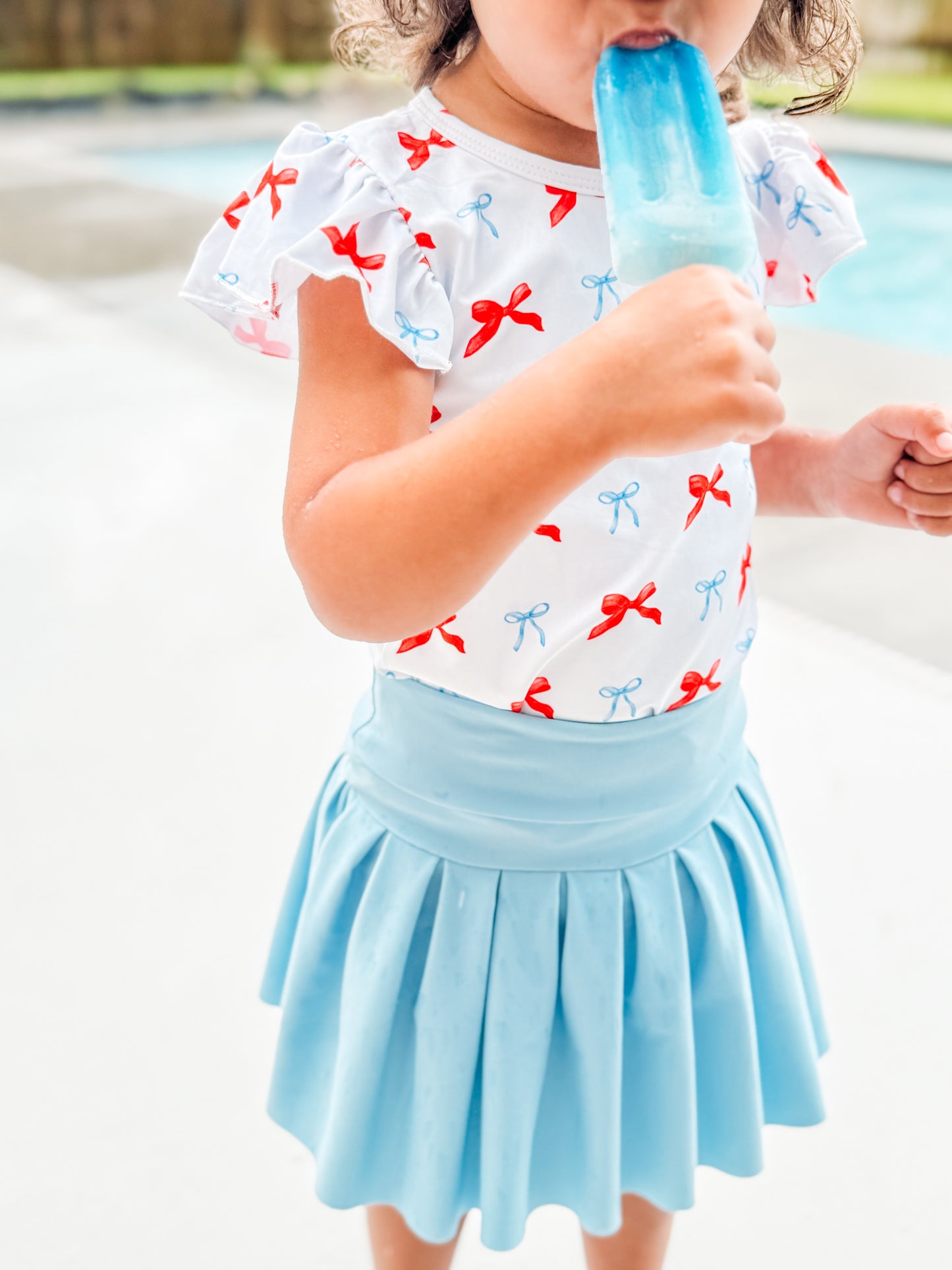 Ruffled Sleeve Chant & Cheer Set | Gameday | Powder Blue & Red