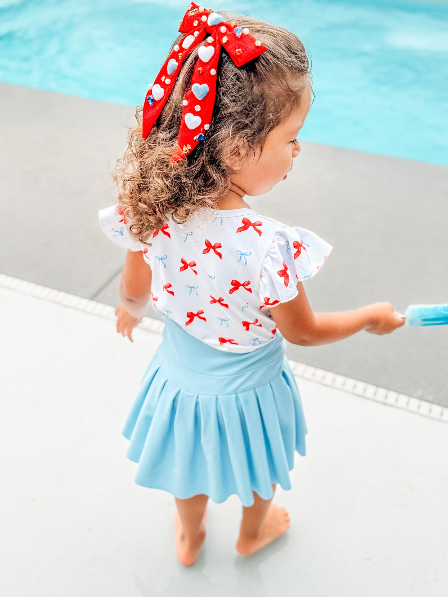Ruffled Sleeve Chant & Cheer Set | Gameday | Powder Blue & Red