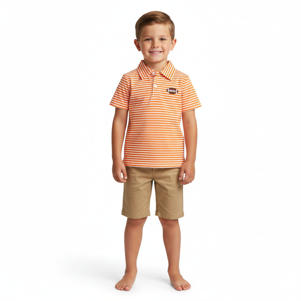 Gameday Polo Orange  & White Stripes