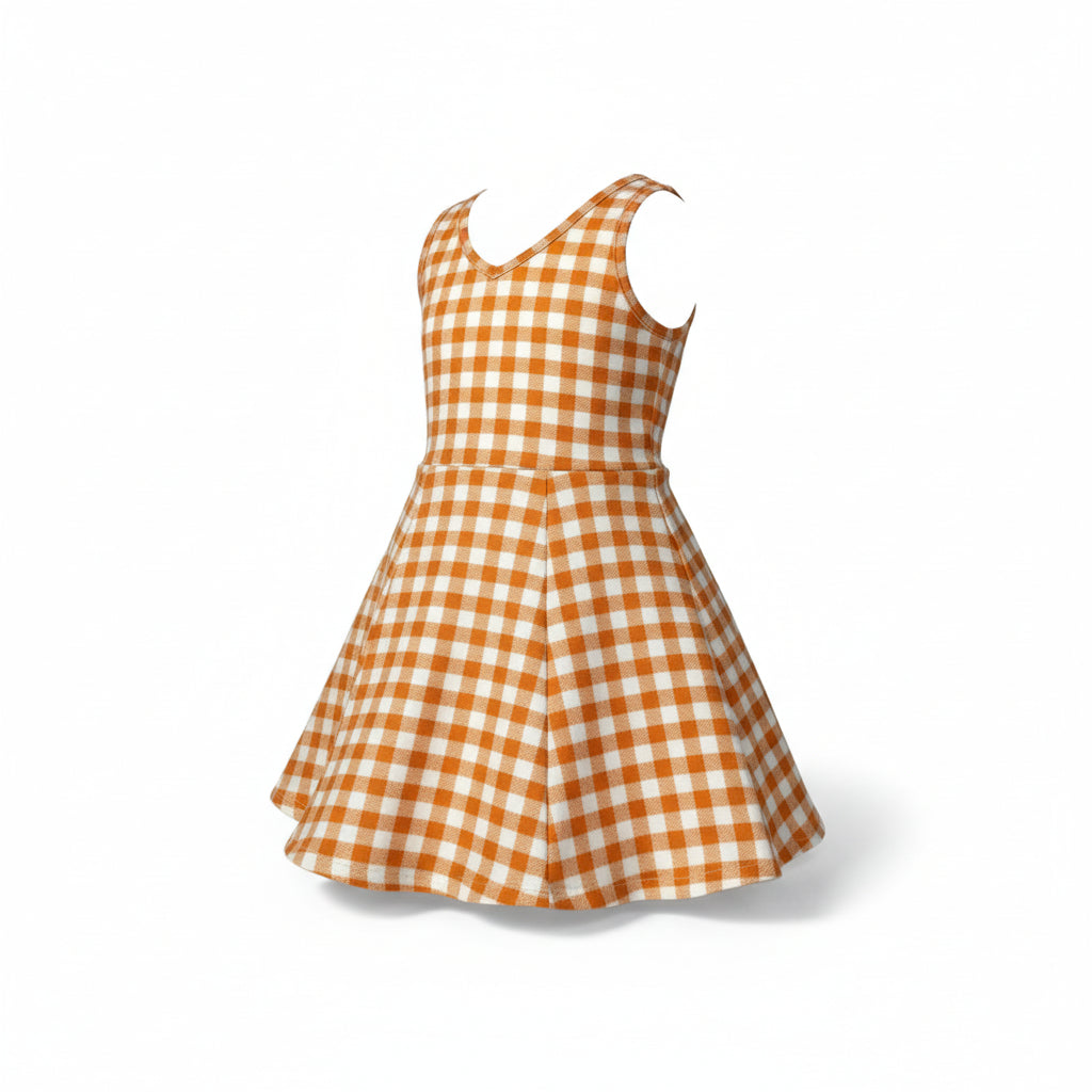 Gingham Activewear Dress in Burnt Orange and White