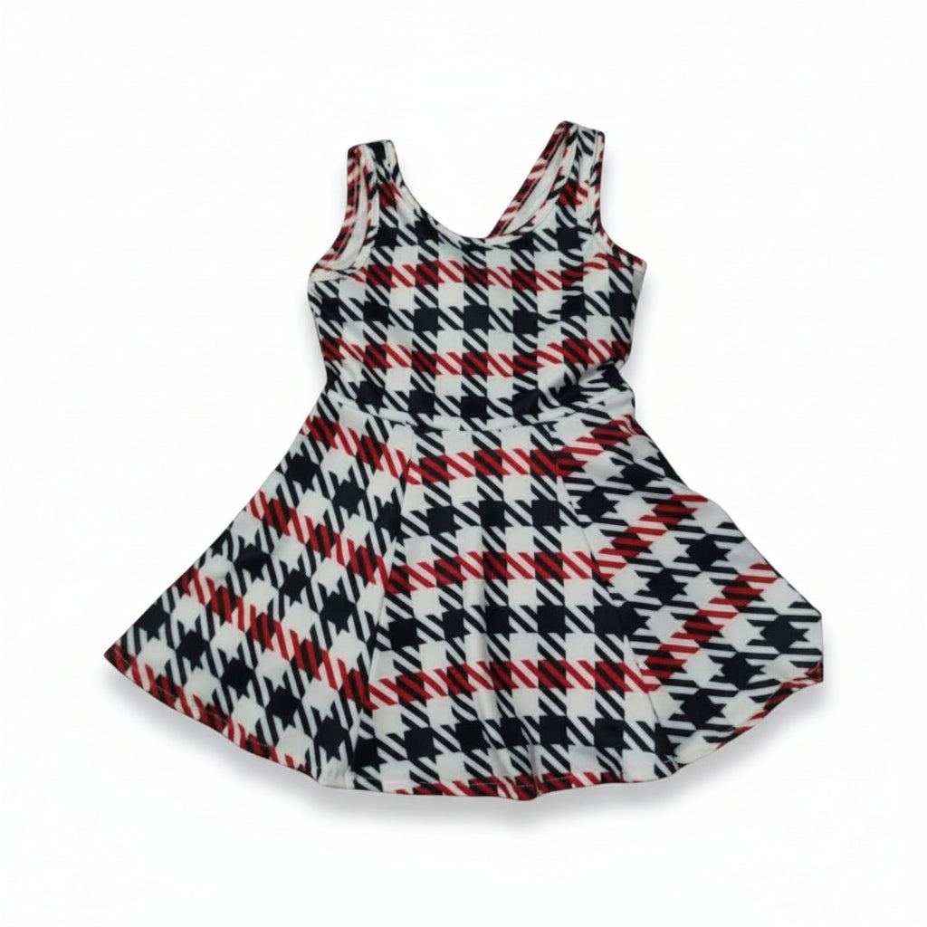 Gingham Activewear Dress in Red, Black and White