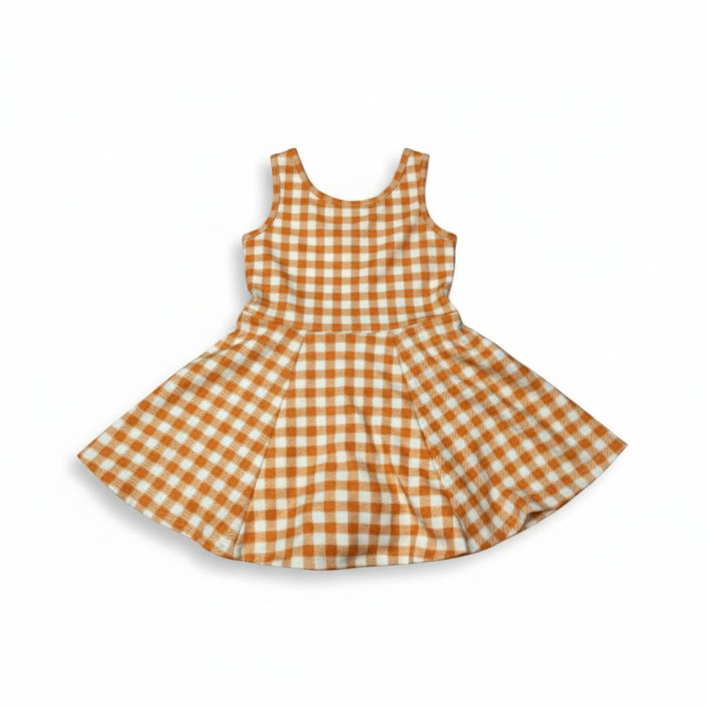 Gingham Activewear Dress in Burnt Orange and White