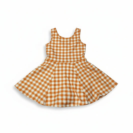 Gingham Activewear Dress in Burnt Orange and White