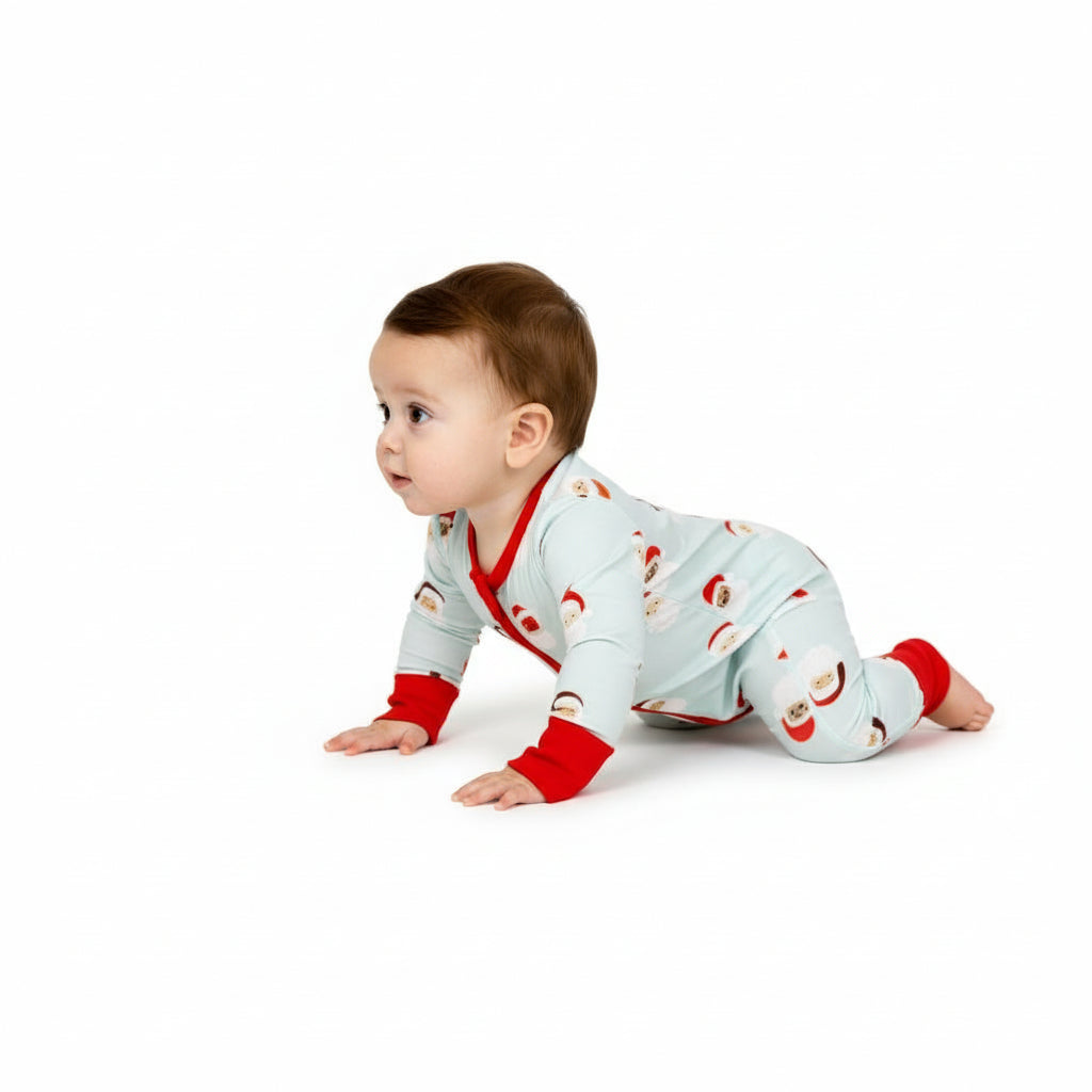 Simply Santa Double Zippy Pajamas in Blue