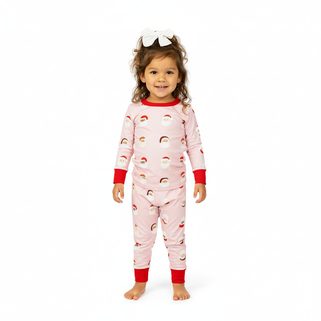 Simply Santa 2 Piece Pajama Set in Pink