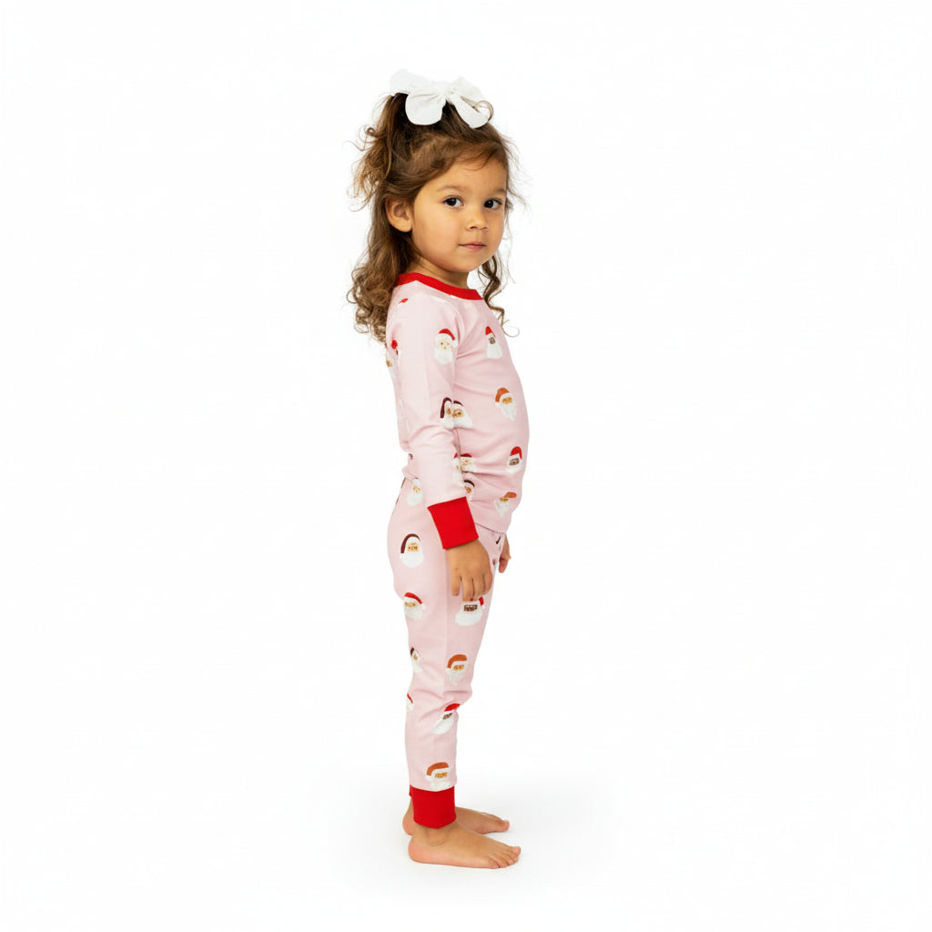 Simply Santa 2 Piece Pajama Set in Pink