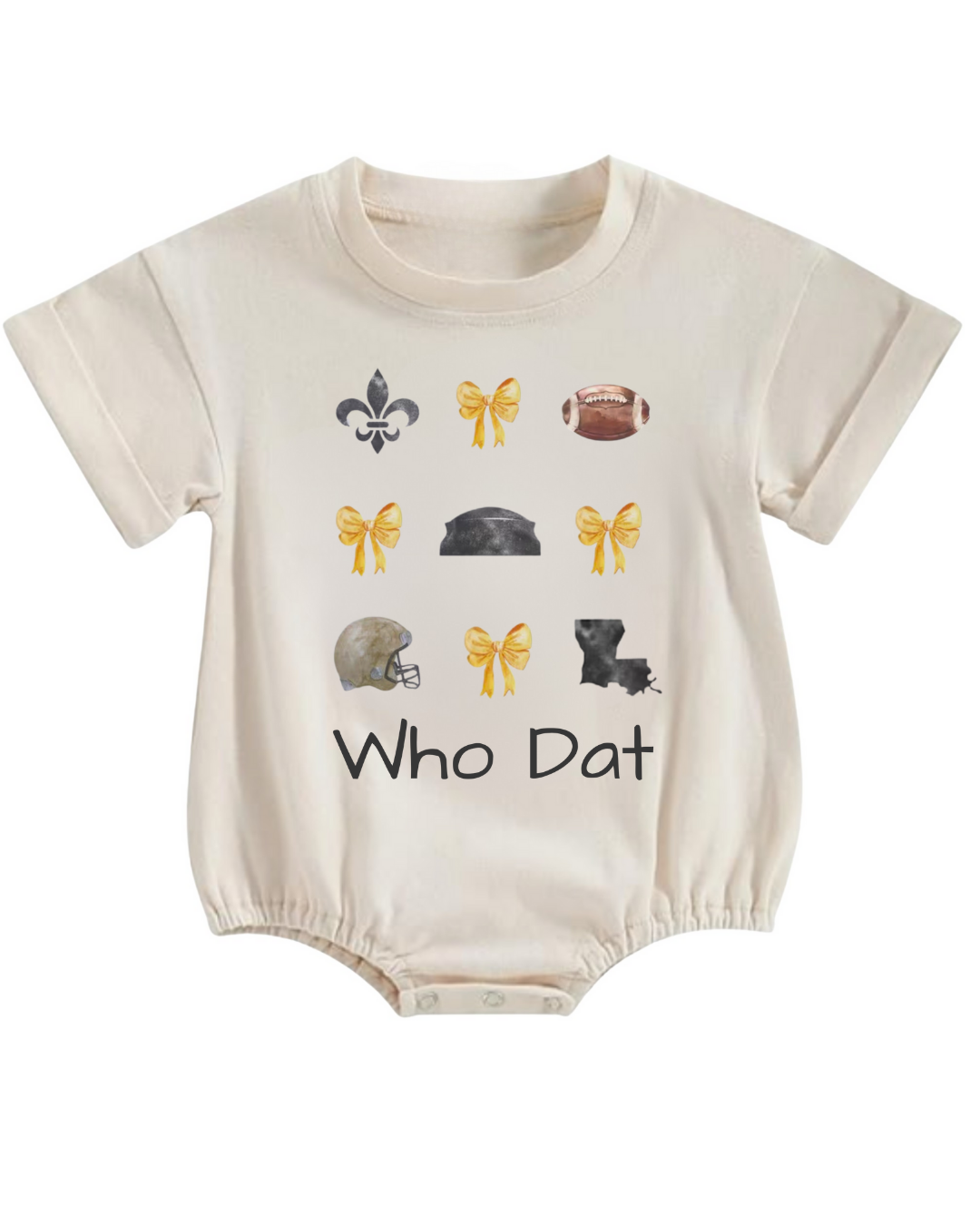 "Who Dat" Bow Collage Short Sleeve Graphic Crewneck Bubble