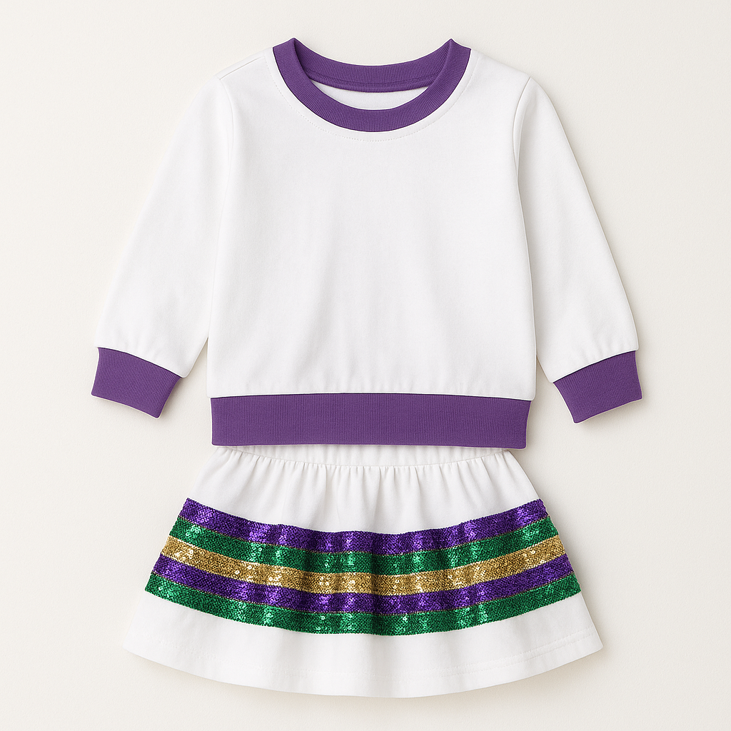 Mardi Gras Sparkle Skirt Set