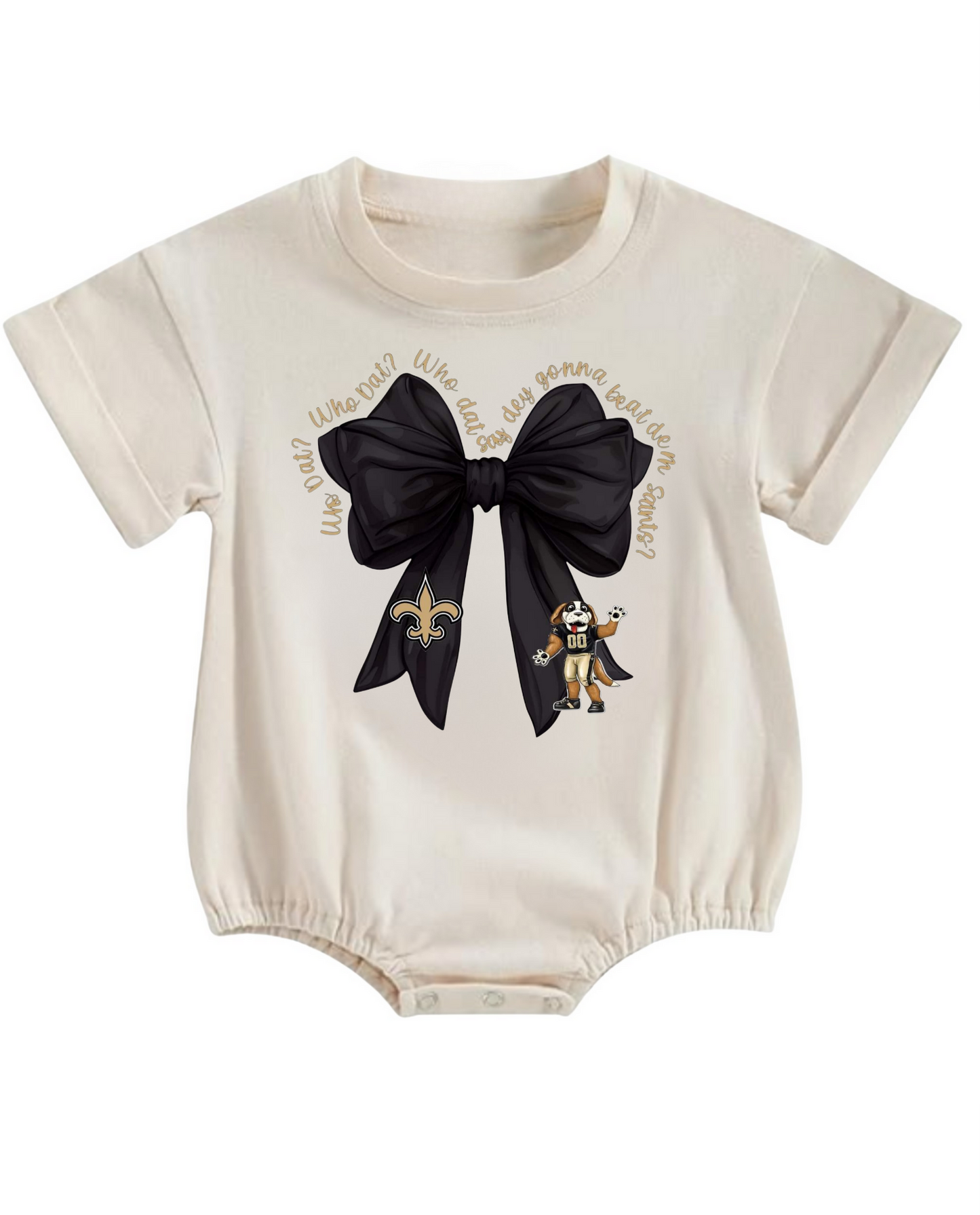 Black & Gold Bow Short Sleeve Graphic Crewneck Bubble
