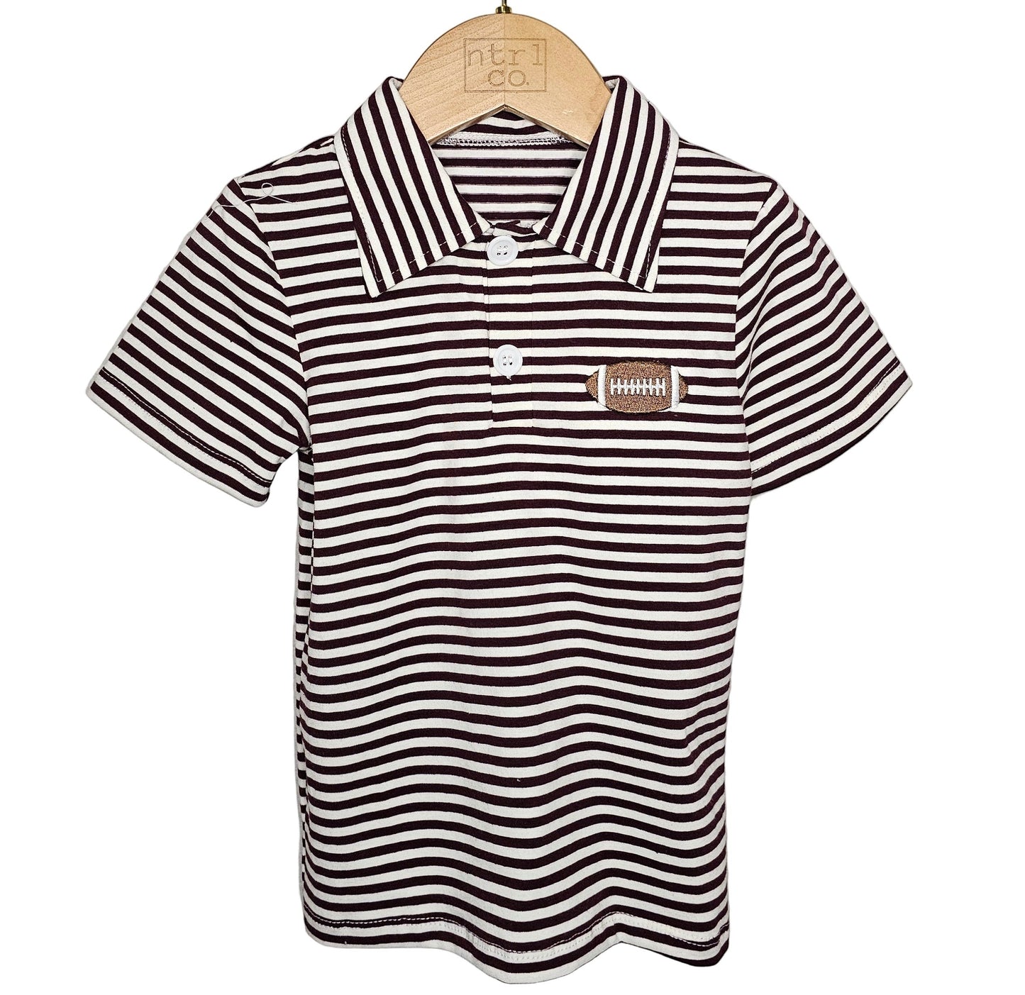 Gameday Polo Maroon & White Stripes