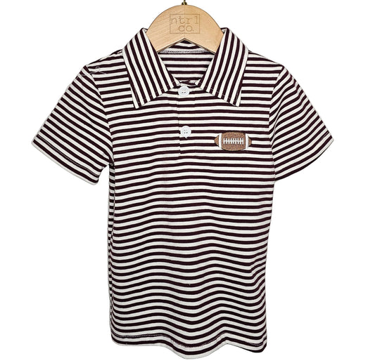 Gameday Polo Maroon & White Stripes