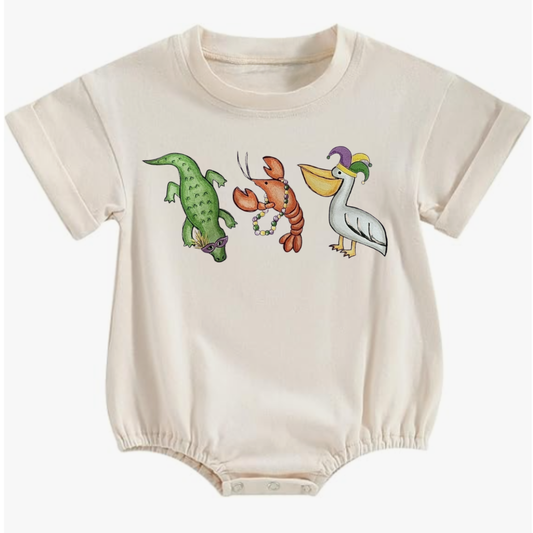 Cajun Mardi Gras Short Sleeve Crewneck Bubble