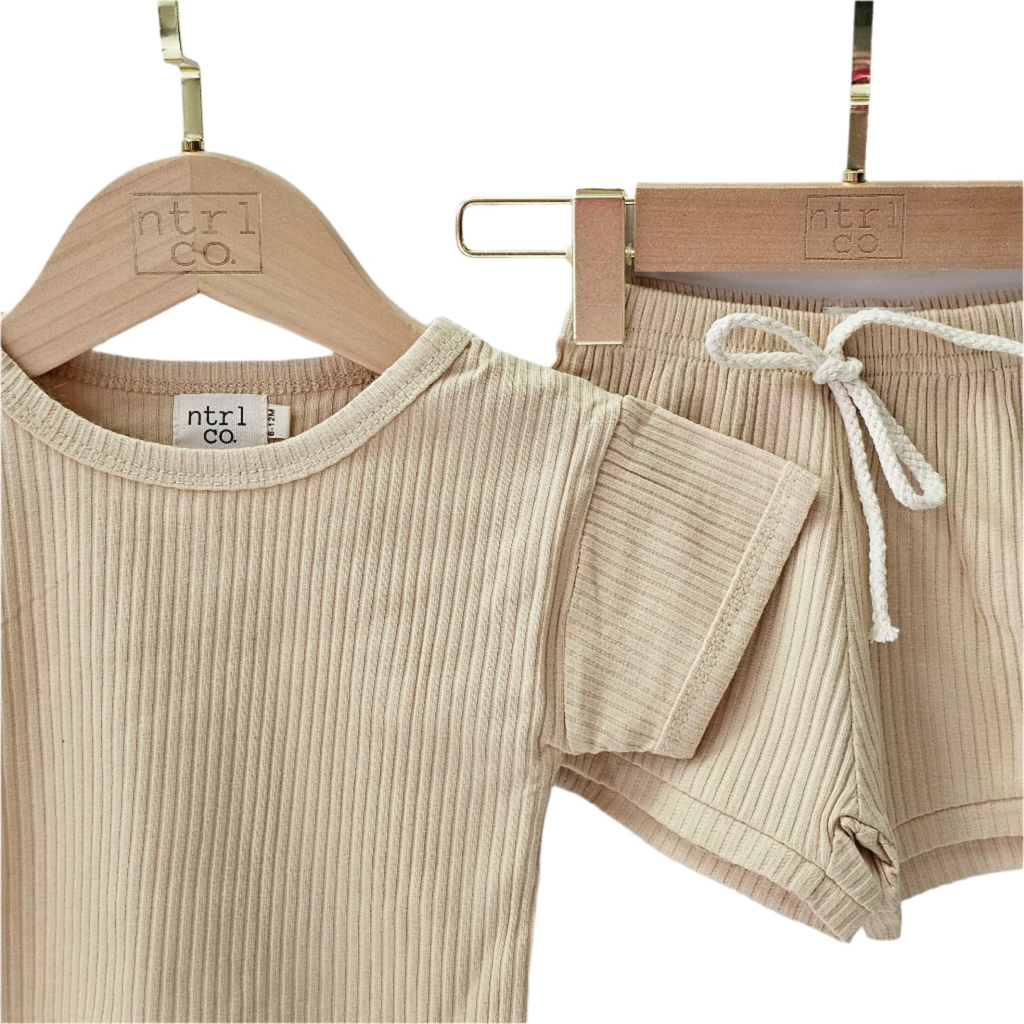 Oakley Ribbed Short Set- Beige