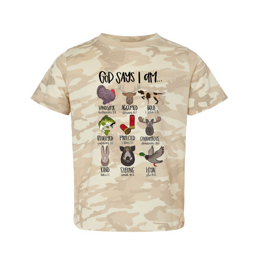 God Says "Hunter" Graphic Camo Tee