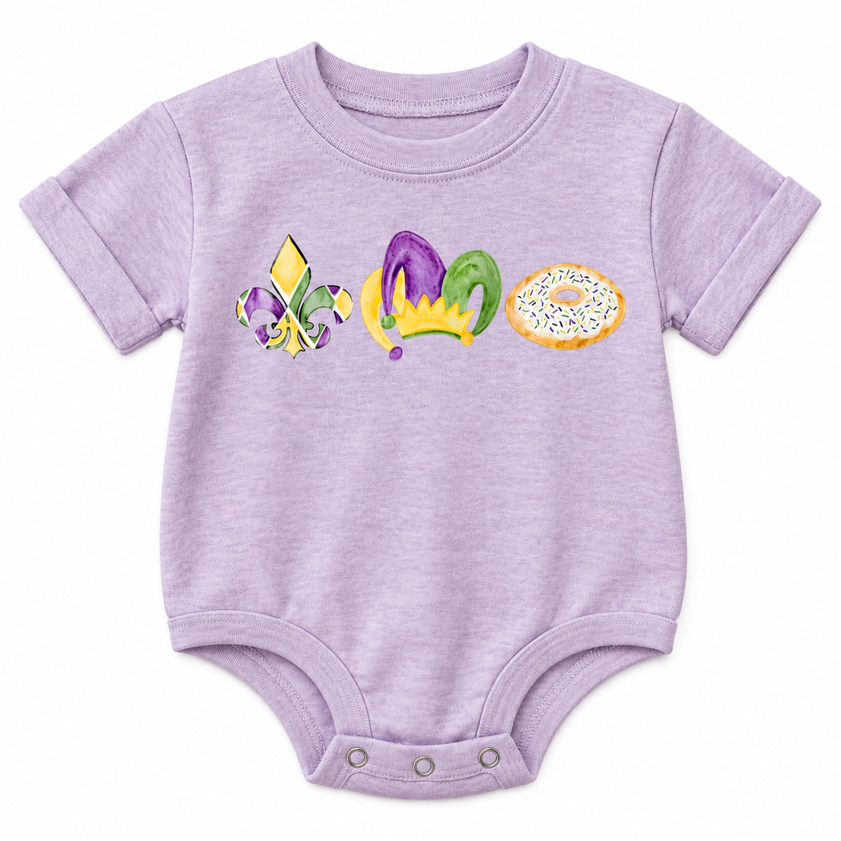 Mardi Gras Icons Graphic Bubble | Lavender | Short Sleeve