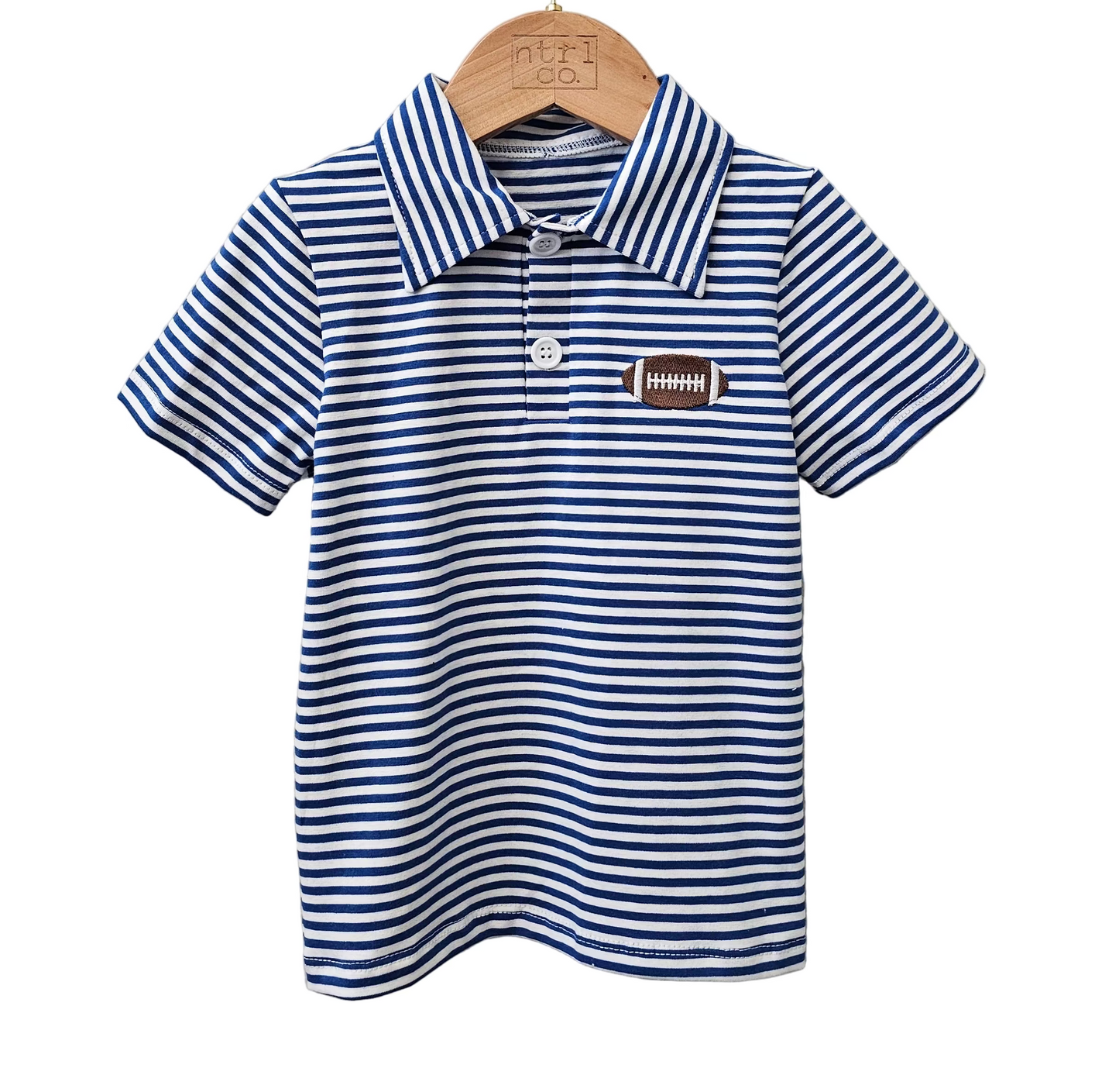 Gameday Polo Blue & White Stripes