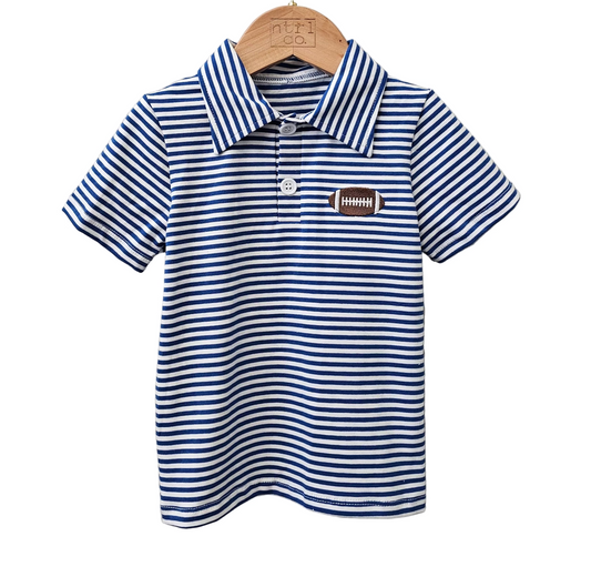 Gameday Polo Blue & White Stripes