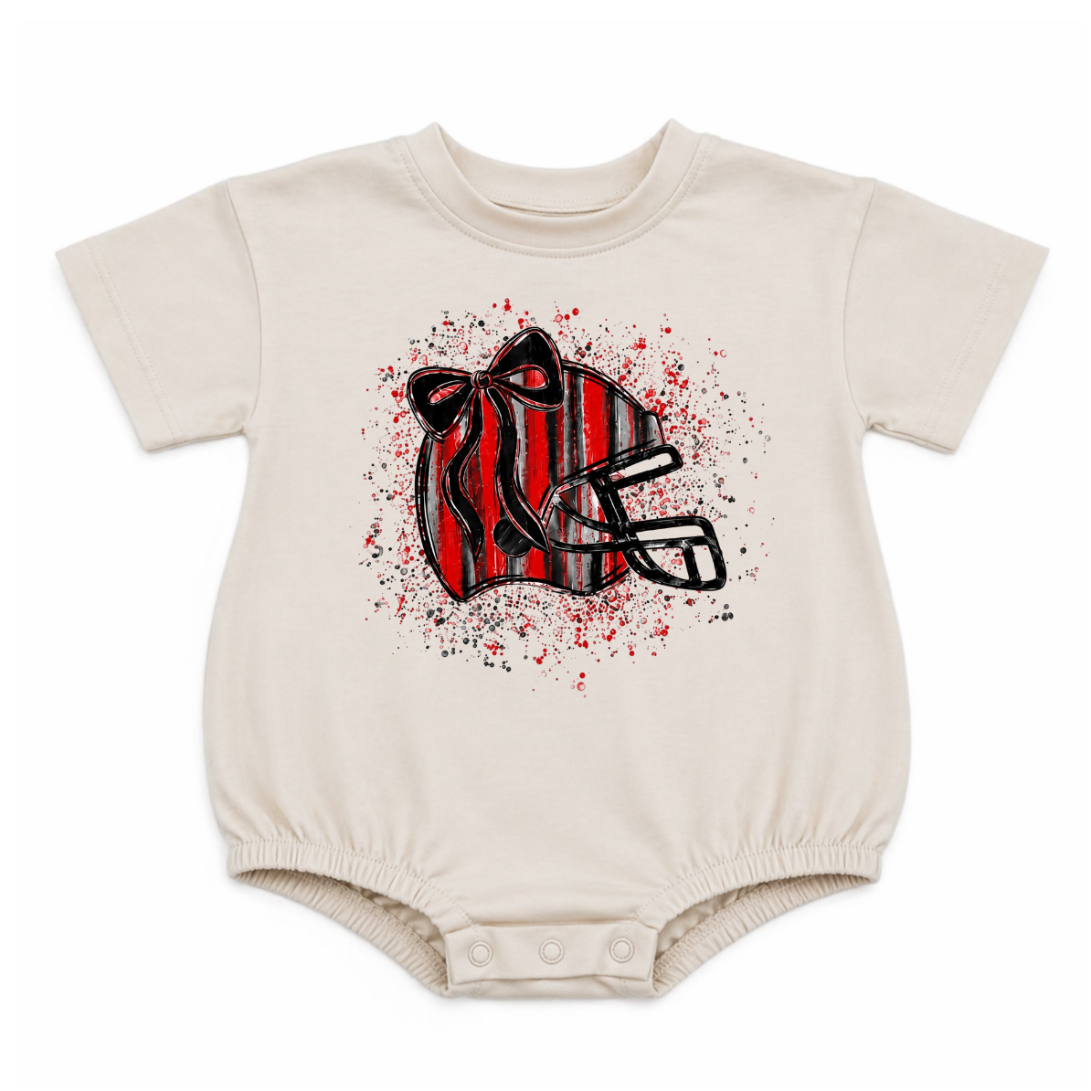 Game Day Glitter Helmet Graphic Bubble | Red & Black